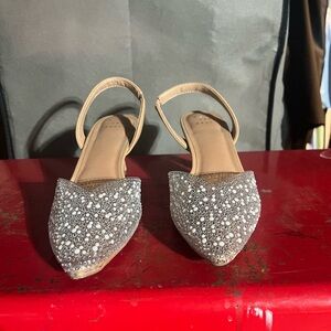 Elegant Women's Embellished Tan kitten heels